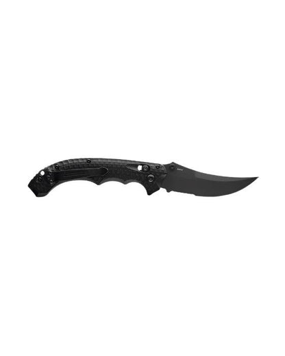 Benchmade 865SBK Mini Bedlam Axis Serrated Folding Knife 3.45" S90V Black Scimitar Blade Black G10 Handles - NORTH RIVER OUTDOORS