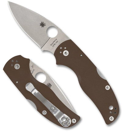 Spyderco Native 5 Sprint Run Folding Knife 2.95" CPM-15V Stonewashed Plain Blade Brown G10