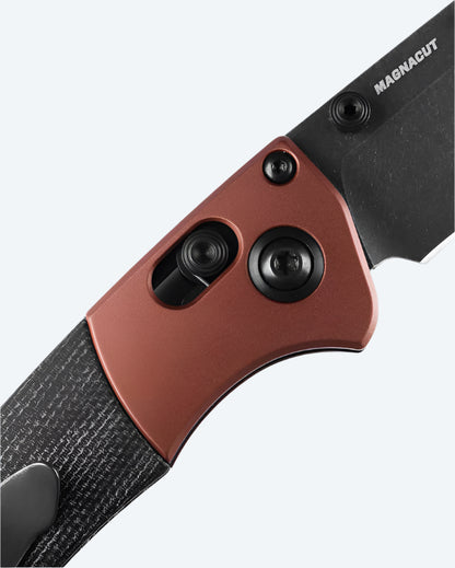 Benchmade Hunt Mini Crooked River Axis Lock Folding Knife 3.4" CPM-MagnaCut Black Stonewashed Black Canvas Micarta Burnt Copper Aluminum Bolsters - NORTH RIVER OUTDOORS