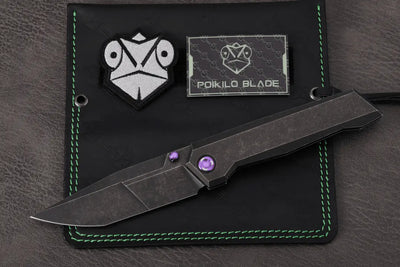 Poikilo Blade Salvator Frame Lock Knife Dark SW Titanium (3.9" Dark SW)