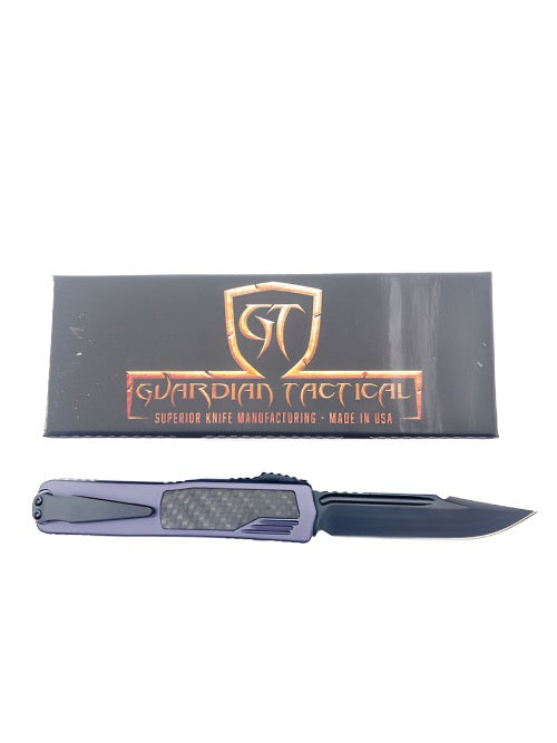 Guardian Tactical Scout CF OTF 142111 Gray Carbon Fiber Inlay Black Tactical S/E Blade from NORTH RIVER OUTDOORS