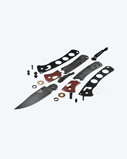 Benchmade Hunt Mini Crooked River Axis Lock Folding Knife 3.4" CPM-MagnaCut Black Stonewashed Black Canvas Micarta Burnt Copper Aluminum Bolsters - NORTH RIVER OUTDOORS