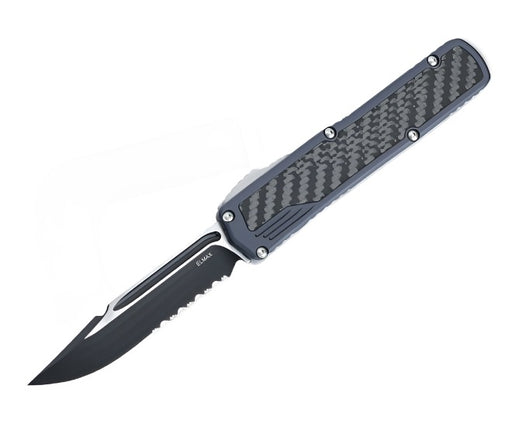 Guardian Tactical Scout CF OTF 142212 Black Carbon Fiber Inlay Two Tone Black S/E Serrated from NORTH RIVER OUTDOORS