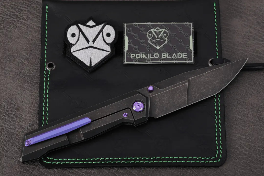 Poikilo Blade Salvator Frame Lock Knife Dark SW Titanium (3.9" Dark SW)