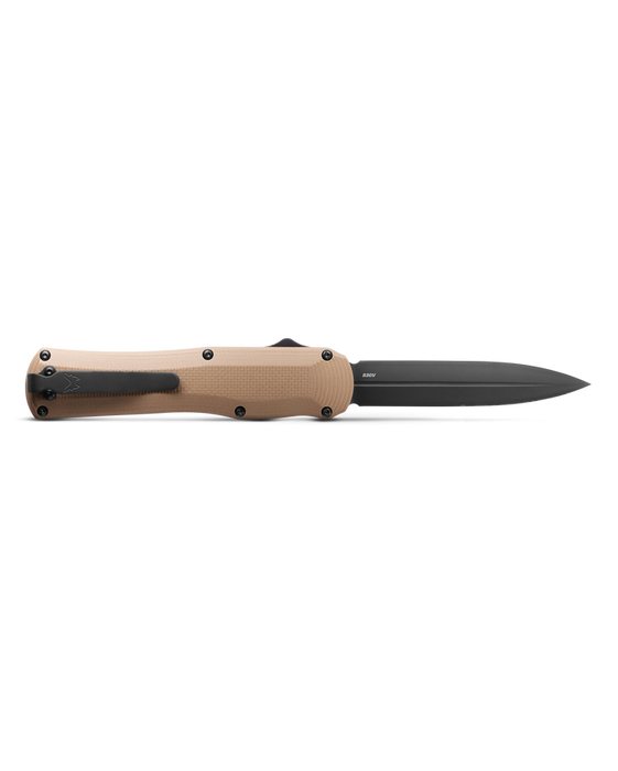 Benchmade Autocrat Auto OTF Knife 3.71" Black DLC S30V Double Edge Coyote Brown G10 3400BK-2 from NORTH RIVER OUTDOORS