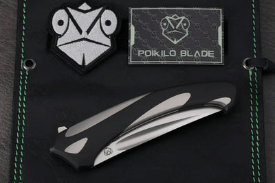 Poikilo Blade Orca Frame Lock Knife Black/Gray Titanium (3.6" Pearlescent SW)