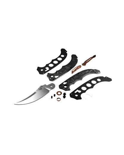 Benchmade 865-02 Mini Bedlam Axis Folding Knife 3.45" S90V Satin Scimitar Blade Marbled Carbon Fiber Handles - NORTH RIVER OUTDOORS