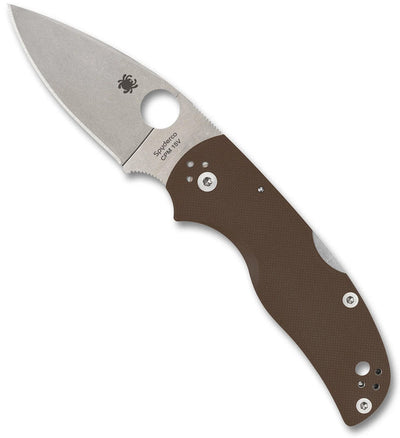 Spyderco Native 5 Sprint Run Folding Knife 2.95" CPM-15V Stonewashed Plain Blade Brown G10