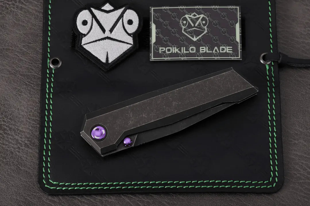 Poikilo Blade Salvator Frame Lock Knife Dark SW Titanium (3.9" Dark SW)