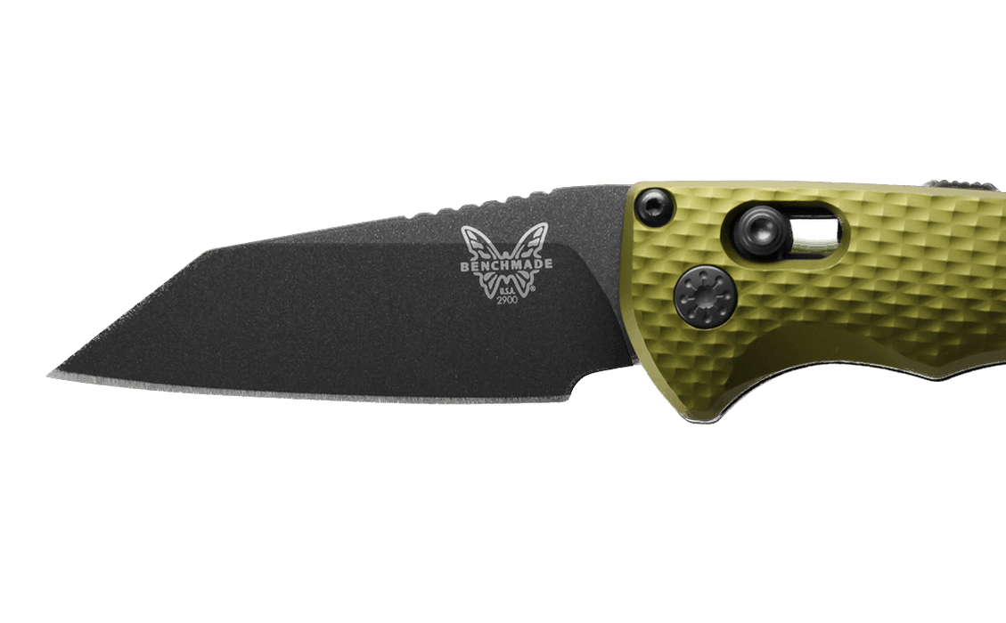 Benchmade 2900BK-2 Auto Immunity Folding Knife 2.49" CPM-M4 Cobalt Black Wharncliffe Woodland Green Handles from NORTH RIVER OUTDOORS
