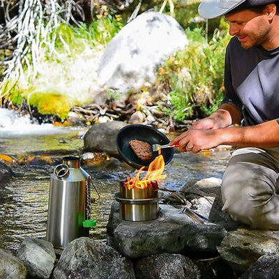 Kelly Kettle Ultimate Base Camp Kit 54 oz Large Stainless Camp Kettle w/ Stove for Fishing, Hunting, Hiking - NORTH RIVER OUTDOORS