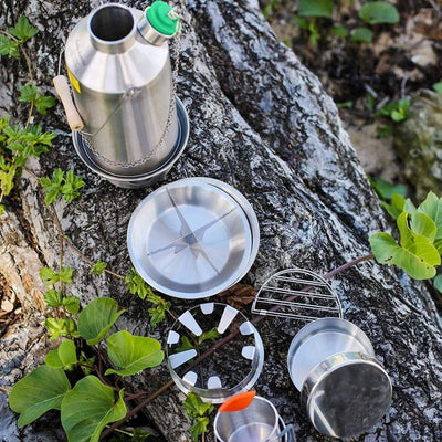 Kelly Kettle Ultimate Base Camp Kit 54 oz Large Stainless Camp Kettle w/ Stove for Fishing, Hunting, Hiking - NORTH RIVER OUTDOORS