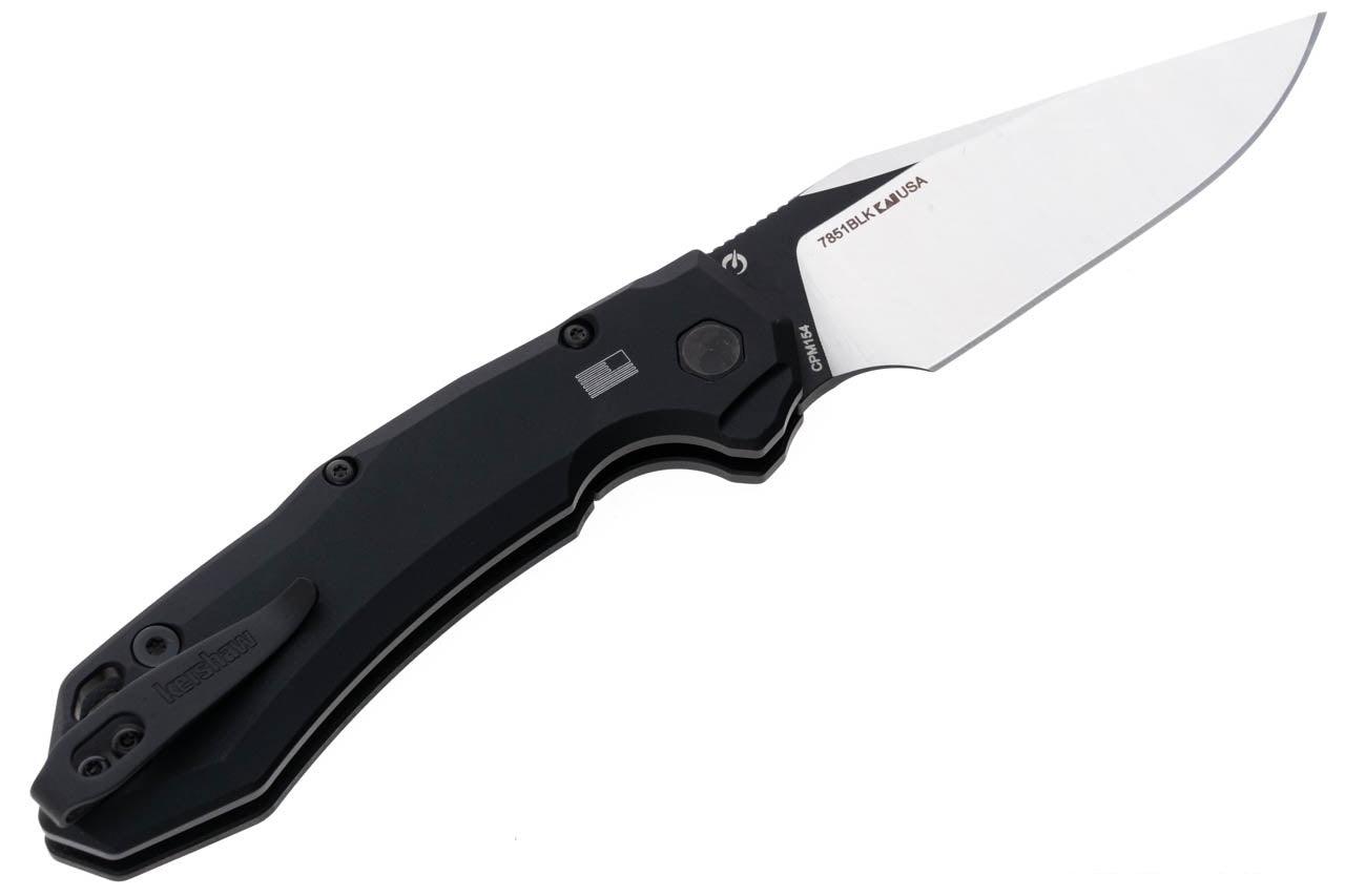 Kershaw 7851BLK Launch 19 Auto Folding Knife 3.3" CPM-154 Two-Tone Clip Point Blade Black Anodized Aluminum Handles with Black G10 - NORTH RIVER OUTDOORS