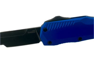 Kershaw 9000BLUBW Livewire OTF AUTO Knife 3.3" BlackWash MagnaCut Blue Aluminum Handles - NORTH RIVER OUTDOORS