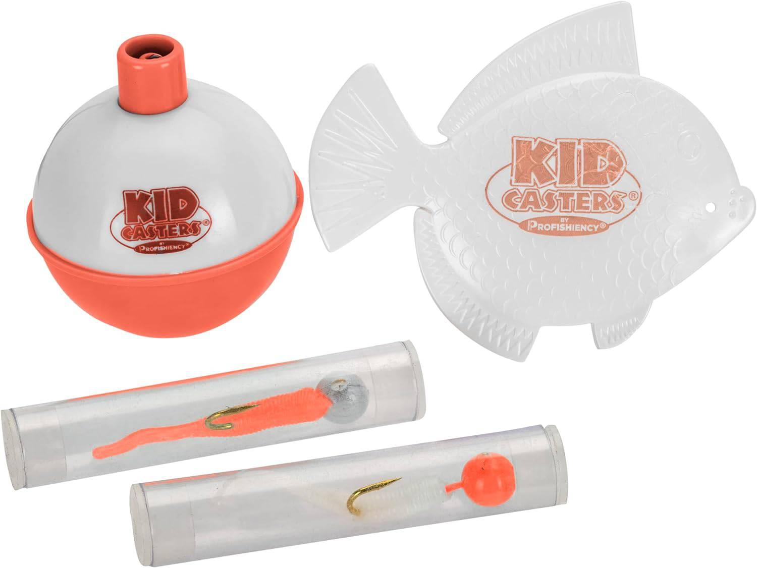 Kid Casters Dock Fishing Rod and Reel Combo - Spincast Reel Pre-Spooled with Fishing Line - Includes Bobbers, Mini Jigs, and Casting Plug - NORTH RIVER OUTDOORS