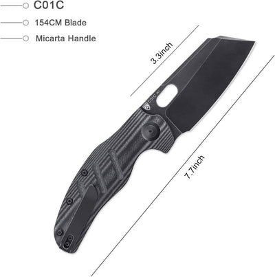 Kizer Cutlery Vanguard Sheepdog XL C01C Flipper Knife 3.9" 154CM Satin Blade, Black G10 Handles - NORTH RIVER OUTDOORS