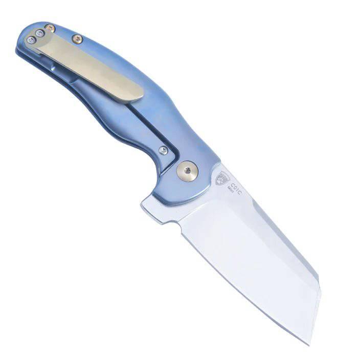 Kizer Sheepdog Mini C01C Flipper Knife 2.64" Stonewashed S35VN Sheepsfoot Blue Titanium - NORTH RIVER OUTDOORS