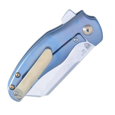 Kizer Sheepdog Mini C01C Flipper Knife 2.64" Stonewashed S35VN Sheepsfoot Blue Titanium - NORTH RIVER OUTDOORS
