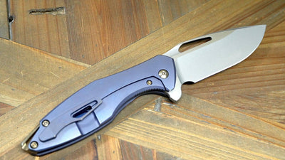 Koenig Arius Titanium 20CV Burnished Polished Flats Blade Blue Anodized Bronze Hardware (USA) - NORTH RIVER OUTDOORS