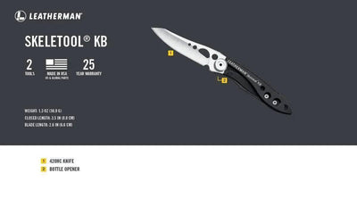 Leatherman Skeletool KB Folding Knife 2.6" Stainless Steel 832385 (USA) - NORTH RIVER OUTDOORS