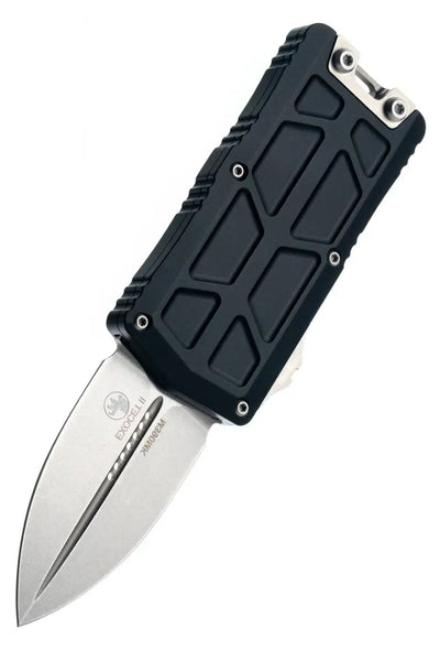 Microtech Exocet II D/E Black Handle Stonewashed Blade (1157-10)
