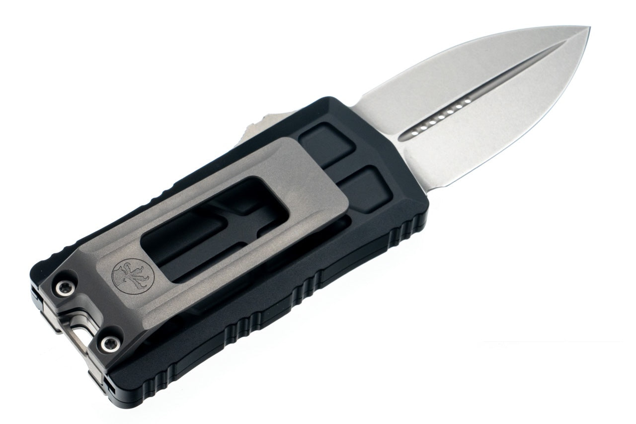 Microtech Exocet II D/E Black Handle Stonewashed Blade (1157-10)