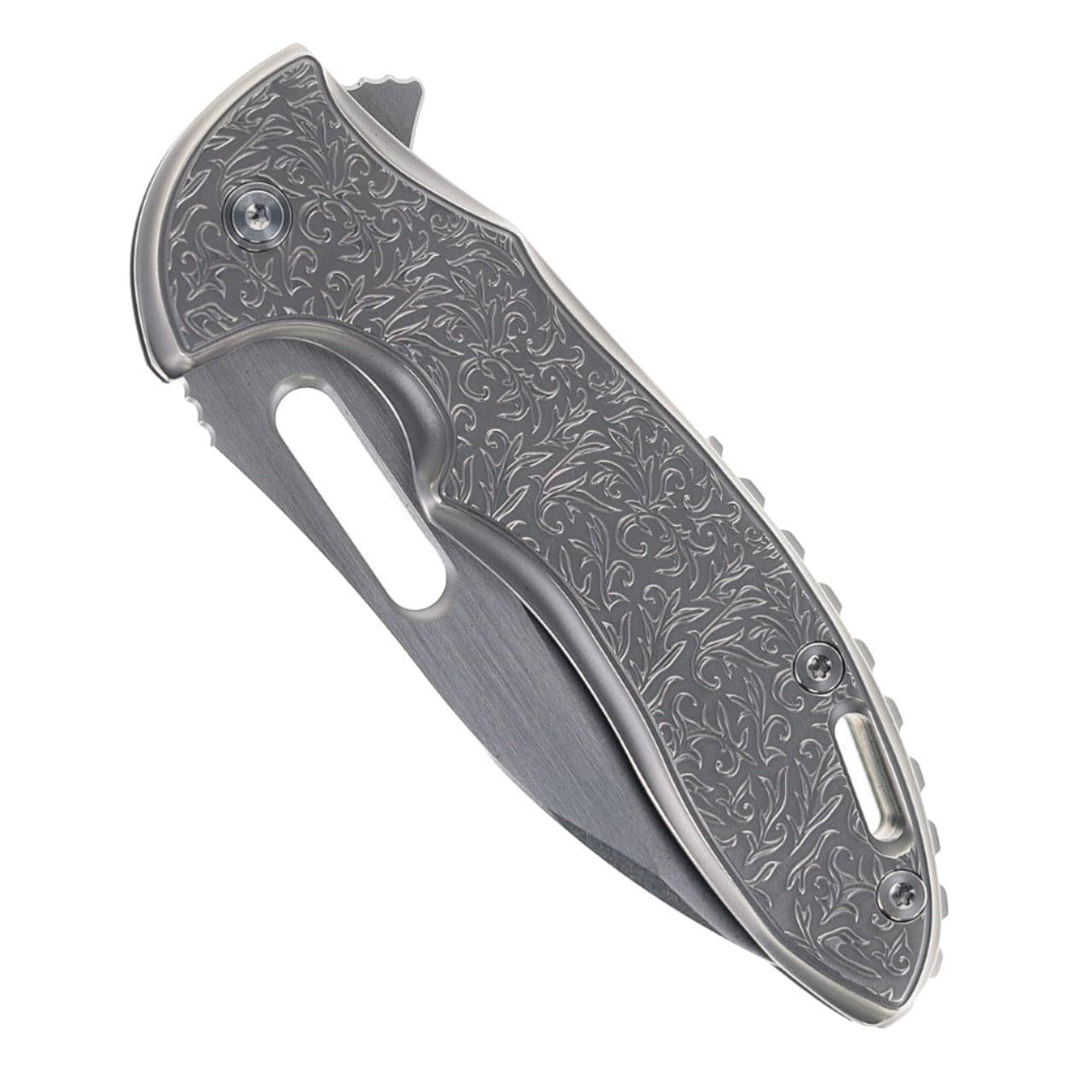 Mechforce Rick Lala Collab Sentry Folding Knife Scroll Pattern Titanium Handle M390 - NORTH RIVER OUTDOORS