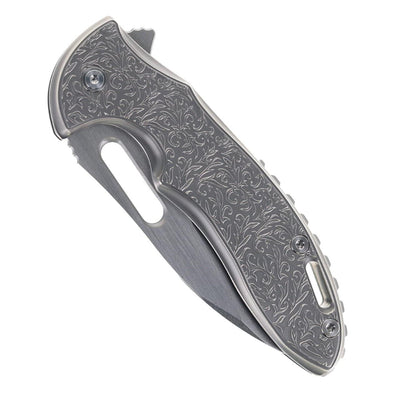 Mechforce Rick Lala Collab Sentry Folding Knife Scroll Pattern Titanium Handle M390 - NORTH RIVER OUTDOORS