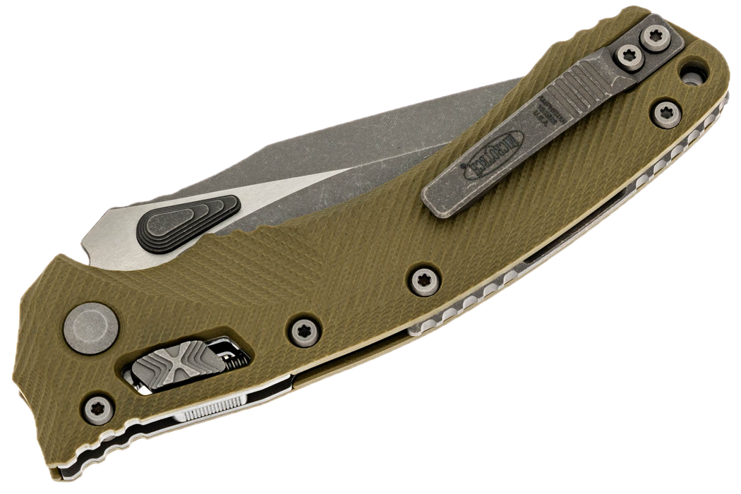 Microtech Amphibian RAM LOK OD Green Fluted G-10 Apocalyptic M390MK 137RL-10APFLGTOD from NORTH RIVER OUTDOORS