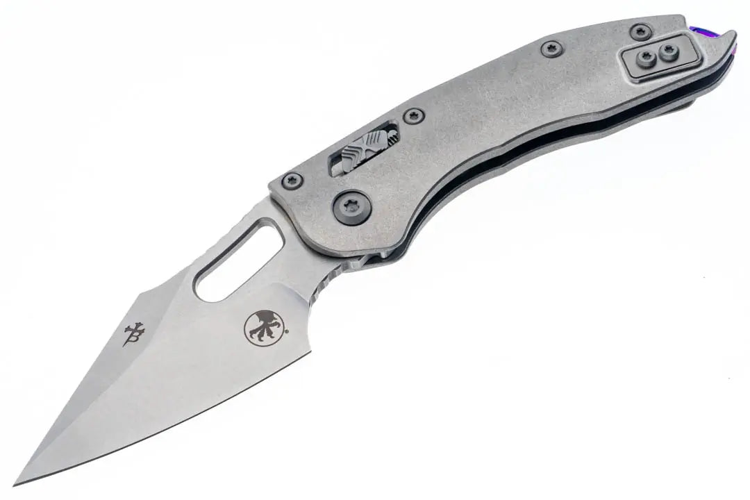 Microtech 169RL-10MS3 Stitch Ram-Lok Marfione Select S/E Stonewashed Blade Titanium Handles Purple Accents