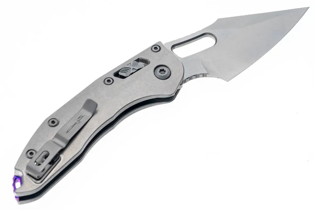 Microtech 169RL-10MS3 Stitch Ram-Lok Marfione Select S/E Stonewashed Blade Titanium Handles Purple Accents