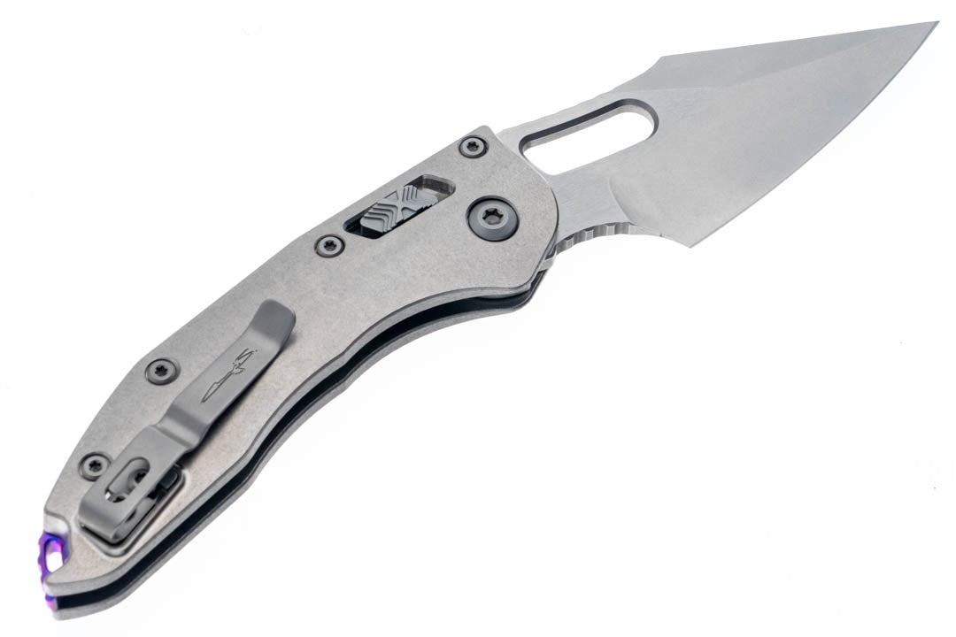 Microtech 169RL-10MS3 Stitch Ram-Lok Marfione Select S/E Stonewashed Blade Titanium Handles Purple Accents