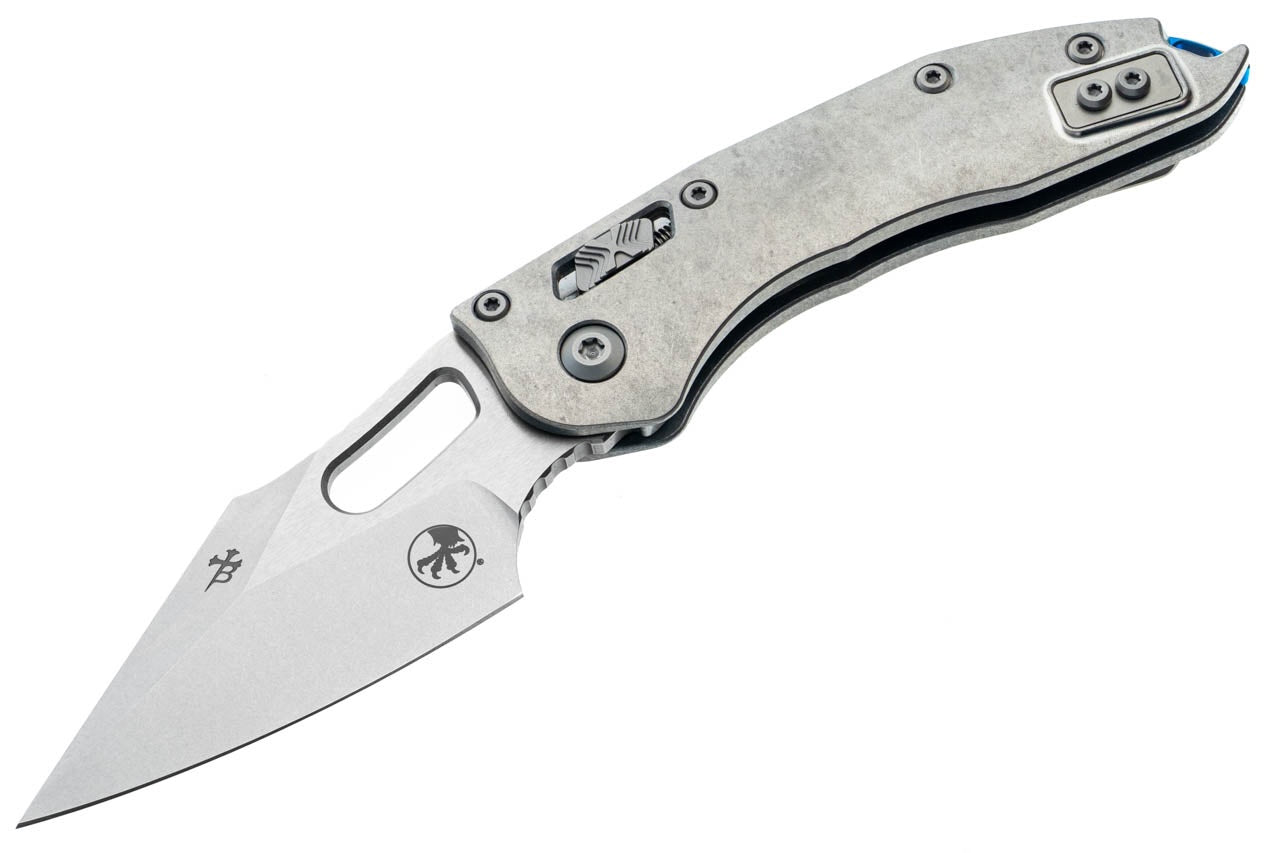 Microtech 169RL-10MS2 Stitch Ram-Lok Marfione Select S/E Stonewashed Blade Titanium Handles Blue Accents