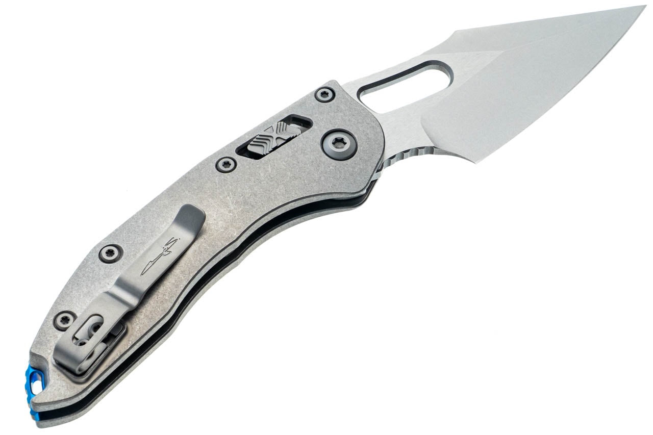 Microtech 169RL-10MS2 Stitch Ram-Lok Marfione Select S/E Stonewashed Blade Titanium Handles Blue Accents