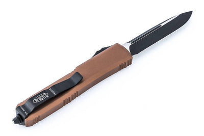 Microtech 121-1TA Ultratech Auto OTF Knife 3.46" Black Drop Point Plain Blade Tan Handles - NORTH RIVER OUTDOORS