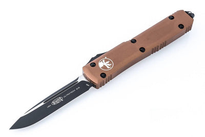 Microtech 121-1TA Ultratech Auto OTF Knife 3.46" Black Drop Point Plain Blade Tan Handles - NORTH RIVER OUTDOORS
