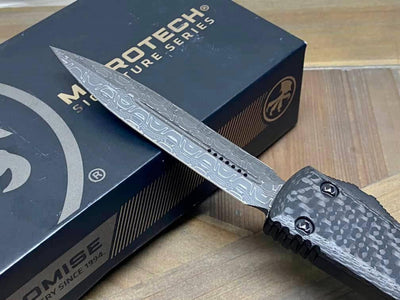 Microtech 122-16 CFS Ultratech Signature Auto OTF 3.46" Damascus D/E Carbon Fiber - NORTH RIVER OUTDOORS