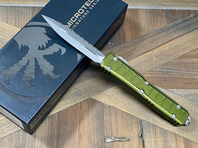 Microtech 122II-12 APODS Ultratech II D/E Stonewash AP OD Green Handles - NORTH RIVER OUTDOORS