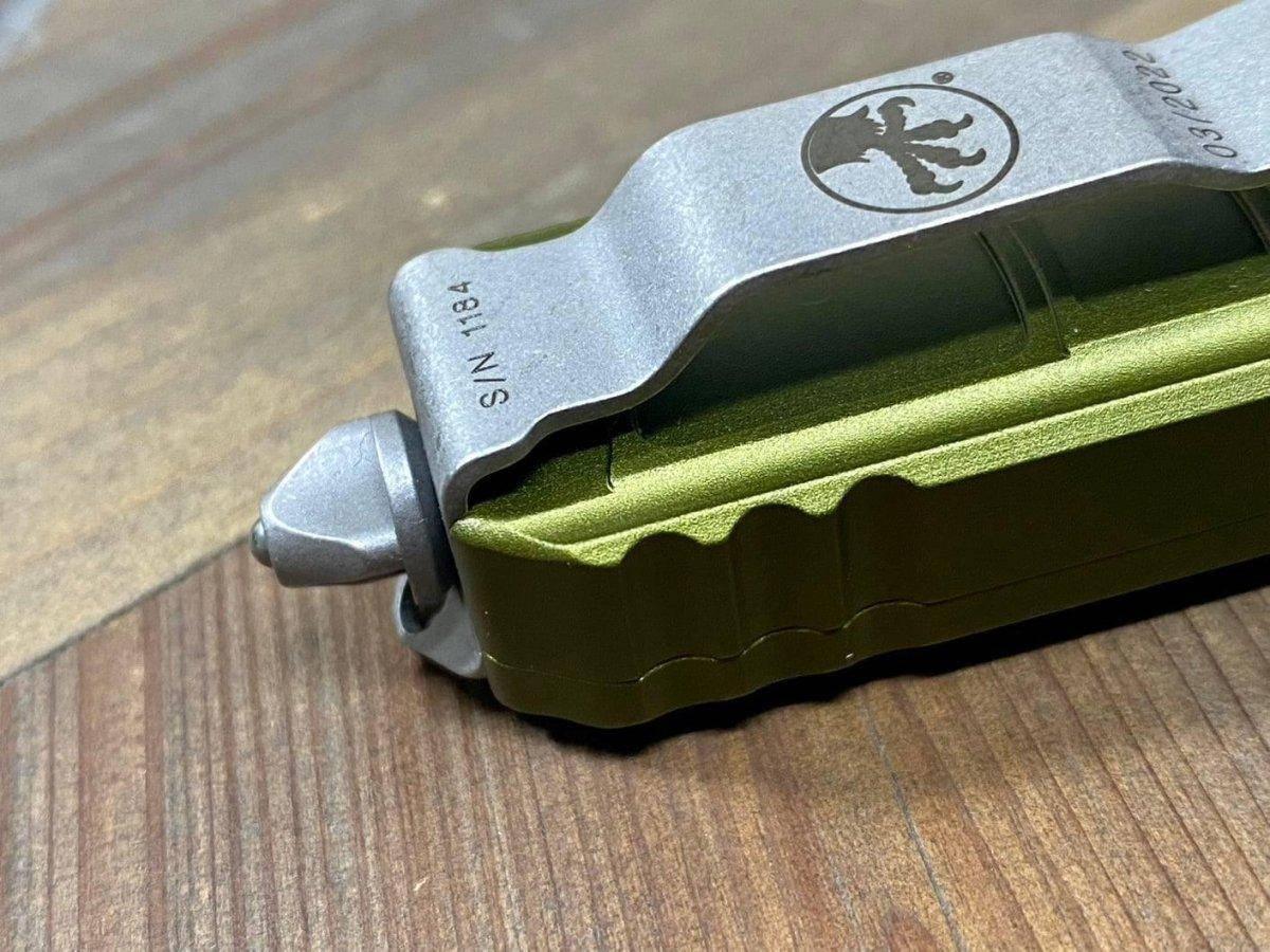 Microtech 122II-12 APODS Ultratech II D/E Stonewash AP OD Green Handles - NORTH RIVER OUTDOORS