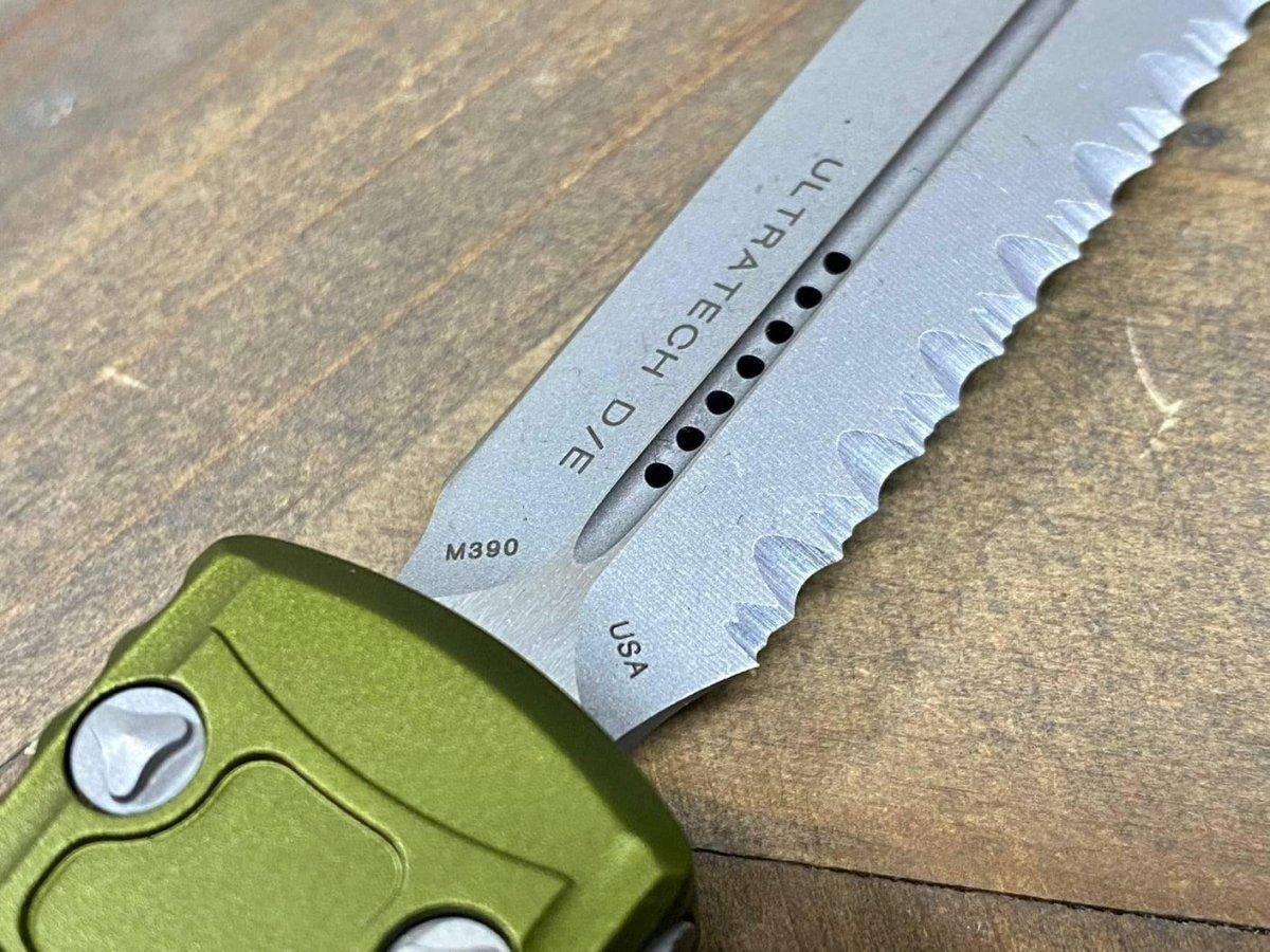 Microtech 122II-12 APODS Ultratech II D/E Stonewash AP OD Green Handles - NORTH RIVER OUTDOORS
