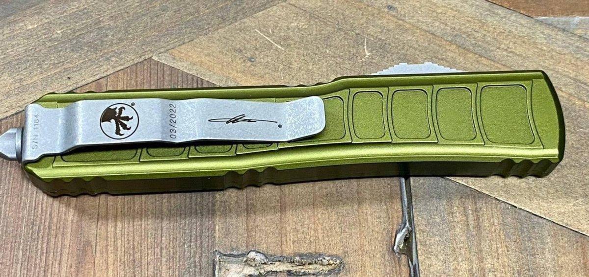 Microtech 122II-12 APODS Ultratech II D/E Stonewash AP OD Green Handles - NORTH RIVER OUTDOORS