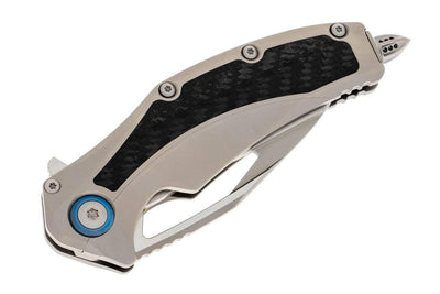 Microtech 165C-4CFITI Matrix Titanium Carbon Fiber Inlay Blue Pivot Collar Hand Rubbed Satin Knife - NORTH RIVER OUTDOORS
