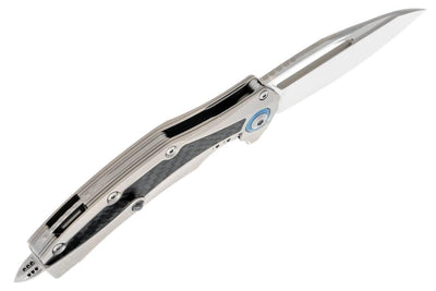 Microtech 165C-4CFITI Matrix Titanium Carbon Fiber Inlay Blue Pivot Collar Hand Rubbed Satin Knife - NORTH RIVER OUTDOORS