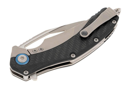 Microtech 165C-4CFTI Matrix Carbon Fiber Titanium Blue Pivot Hand Rubbed Satin Blade - NORTH RIVER OUTDOORS