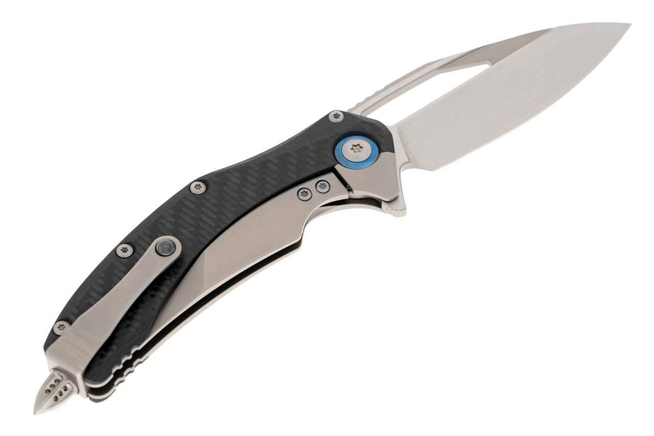 Microtech 165C-4CFTI Matrix Carbon Fiber Titanium Blue Pivot Hand Rubbed Satin Blade - NORTH RIVER OUTDOORS