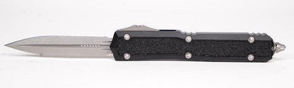 Microtech 206-10S Makora OTF Auto 3.3" Stonewashed Double Edge with Black Traction Inlays - NORTH RIVER OUTDOORS