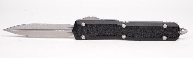 Microtech 206-10S Makora OTF Auto 3.3" Stonewashed Double Edge with Black Traction Inlays - NORTH RIVER OUTDOORS