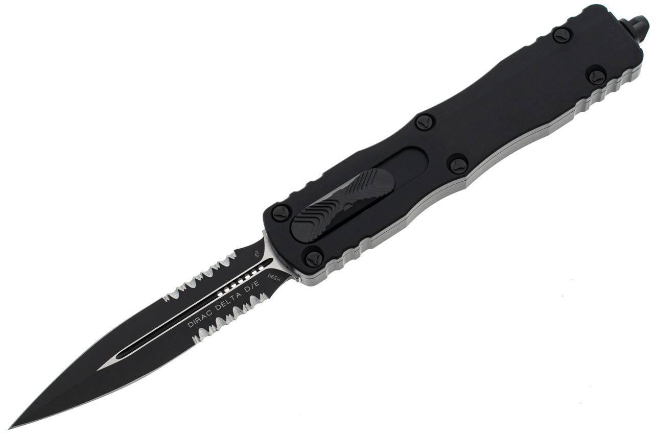 Microtech 227-2T Dirac Delta Tactical Auto OTF Knife 3.79" Black DLC Double Combo Edge Blade - NORTH RIVER OUTDOORS