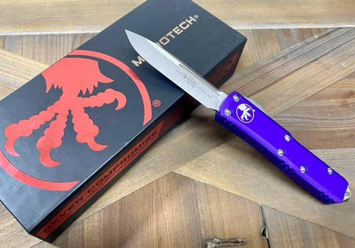 Microtech 231-10 PU UTX-85 S/E Stonewash Purple Handle Blade (USA) - NORTH RIVER OUTDOORS