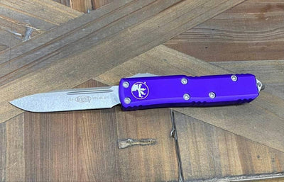 Microtech 231-10 PU UTX-85 S/E Stonewash Purple Handle Blade (USA) - NORTH RIVER OUTDOORS